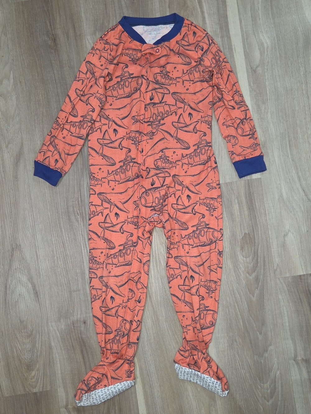 •Carter's• Toddler Boys Orange Nautical Footsie Sleeper